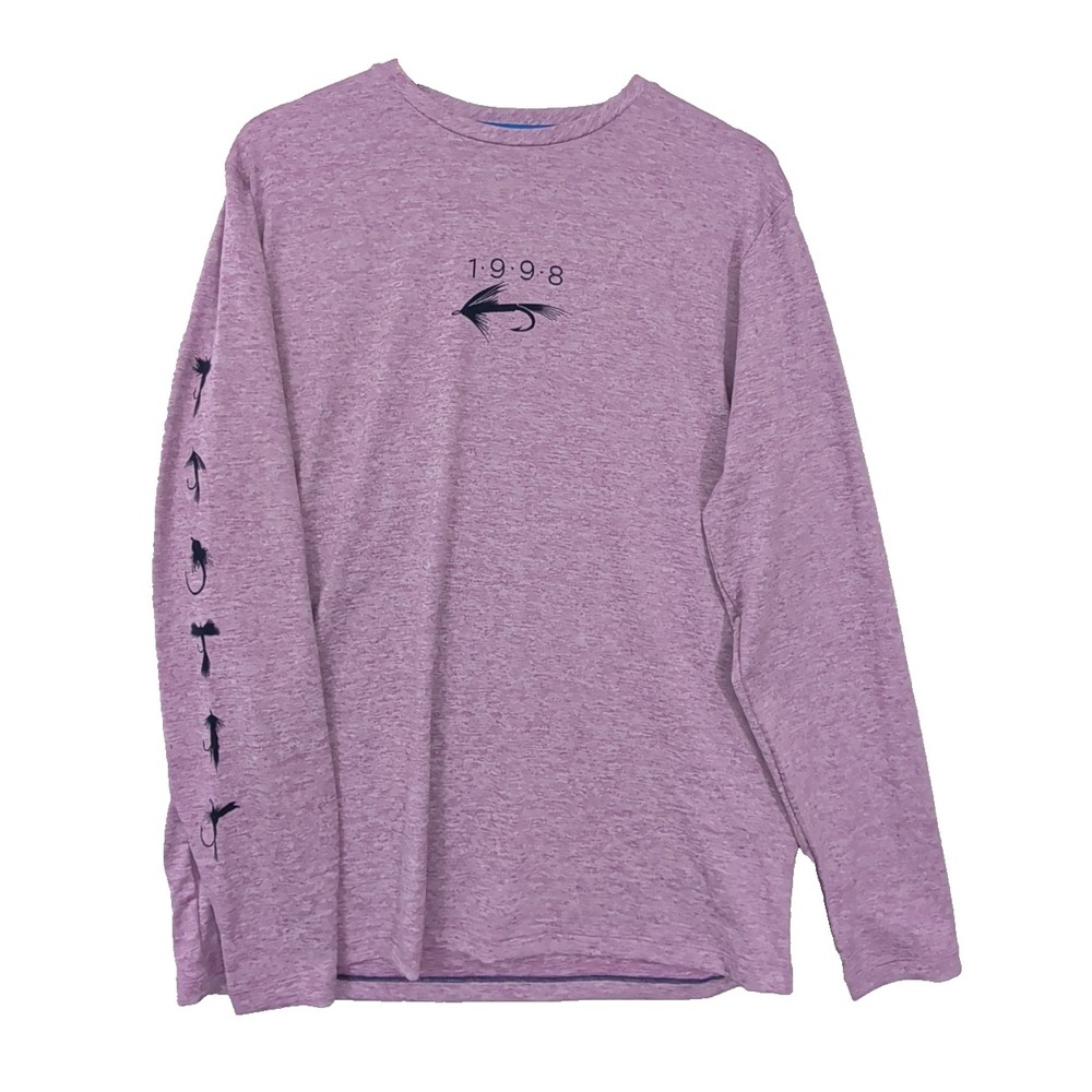 Vineyard Vines Harbor Performance Tee Shirt Long Sleeve Mens M Purple Fishing
